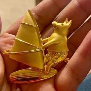 Gold Pig Windsurfing Brooch Pin